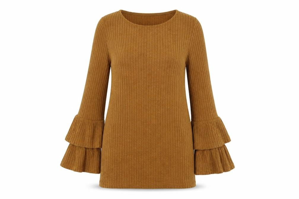 Front view of Parisian women’s yellow jumper, size UK 12