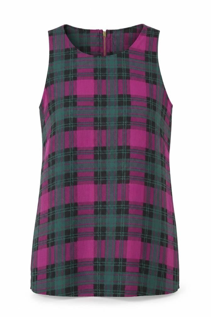 Front view of Glamorous women’s multicoloured check basic tank, size UK 12