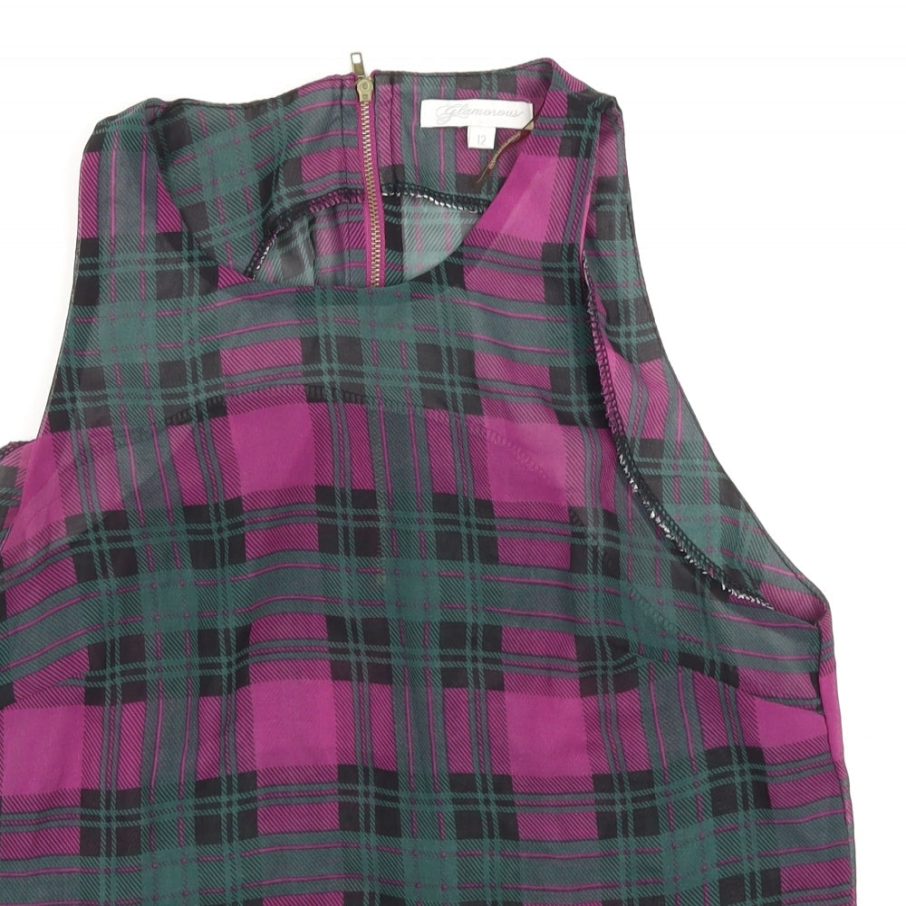 Glamorous Womens Multicoloured Check  Basic Tank Size 12