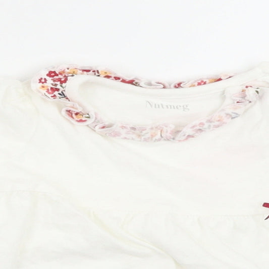 Nutmeg Girls White Floral  Basic T-Shirt Size 3-6 Months