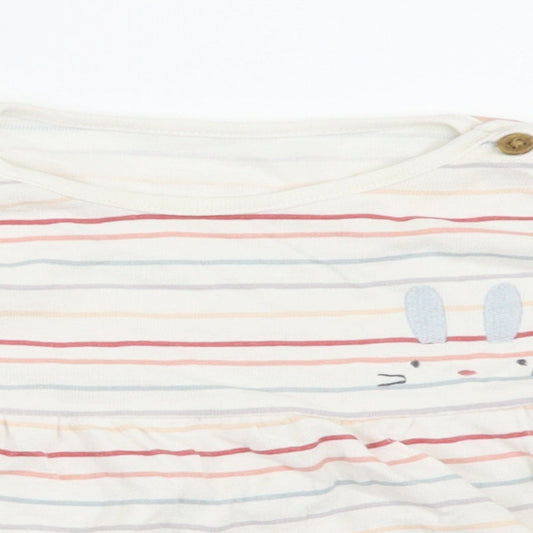 M&S Girls White Striped  Basic Blouse Size 12-18 Months