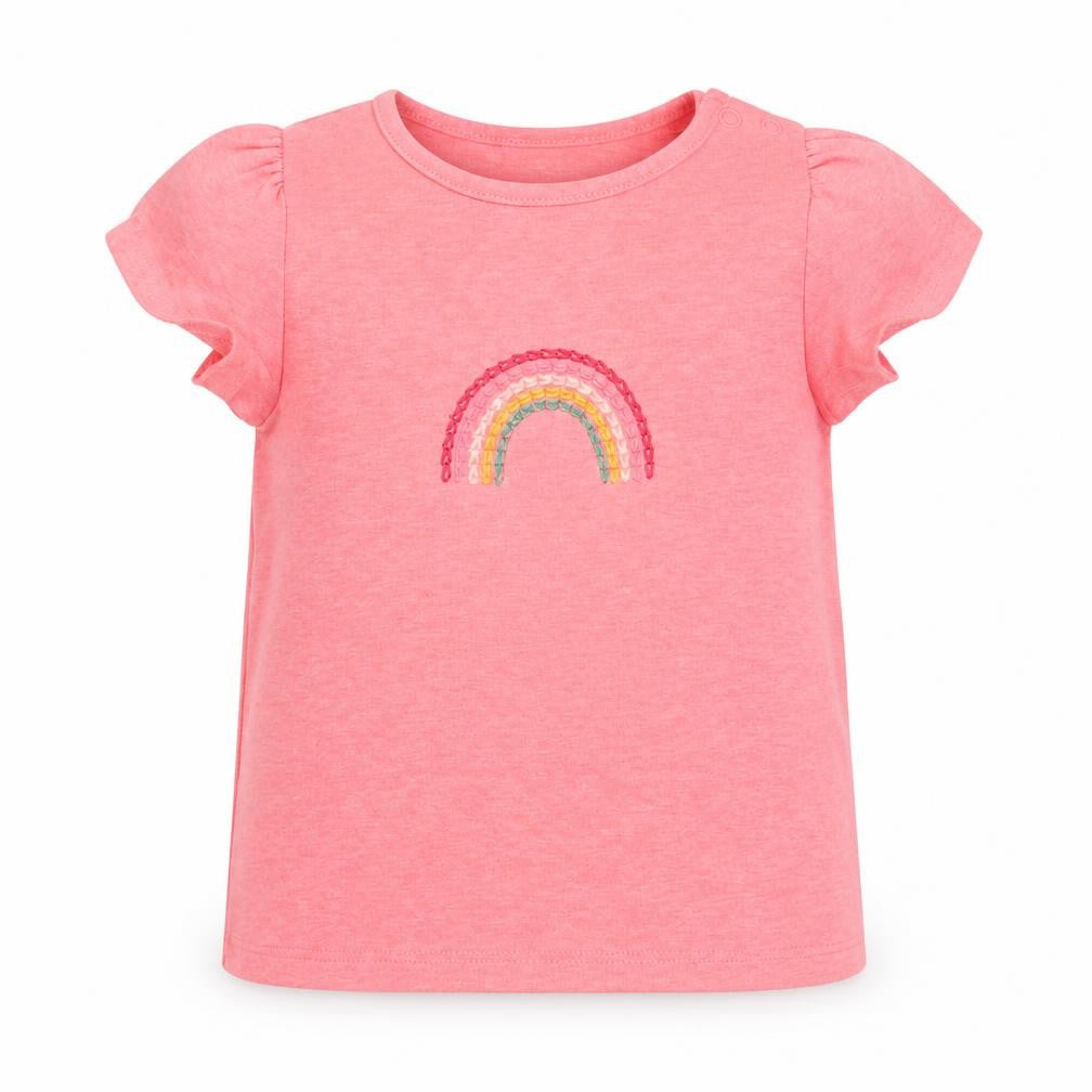 Front view of Next girls’ pink basic t-shirt, size 3-6, months
