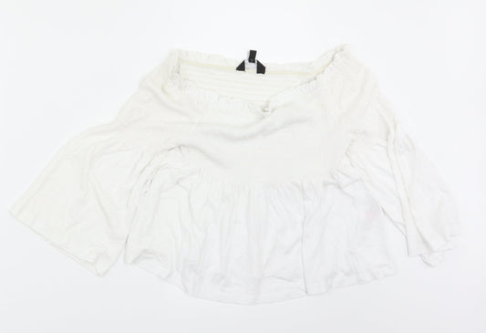 New Look Womens White   Cropped Blouse Size 10