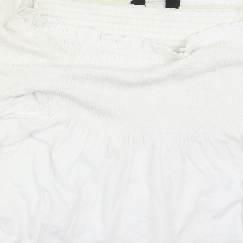 New Look Womens White   Cropped Blouse Size 10