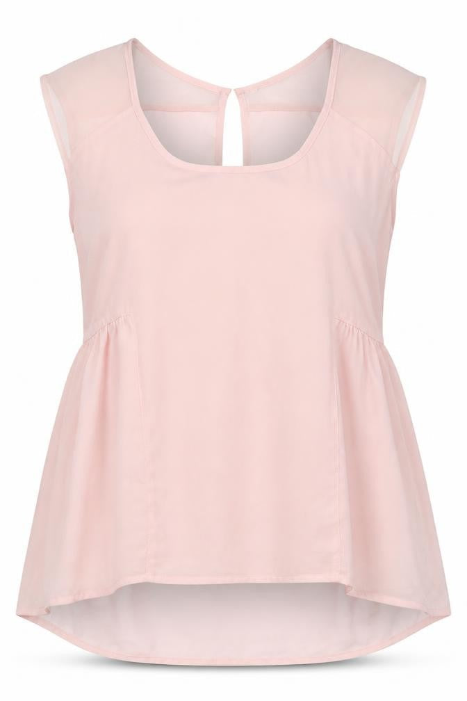 Front view of Bershka women’s pink basic blouse, size M