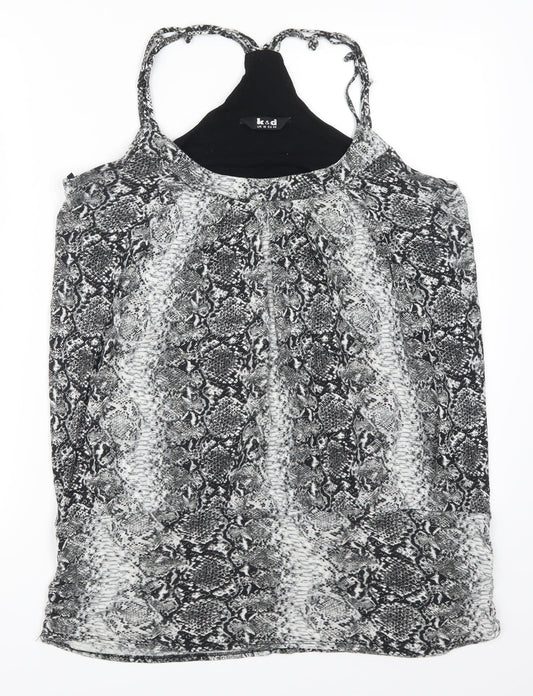 K&D Womens Grey Animal Print  Basic Tank Size 16