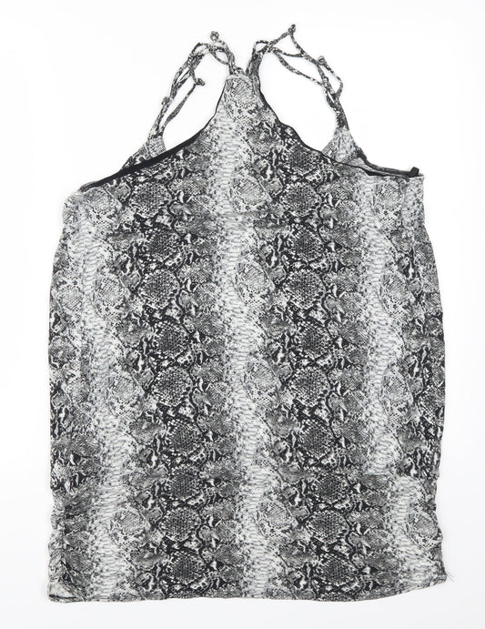 K&D Womens Grey Animal Print  Basic Tank Size 16