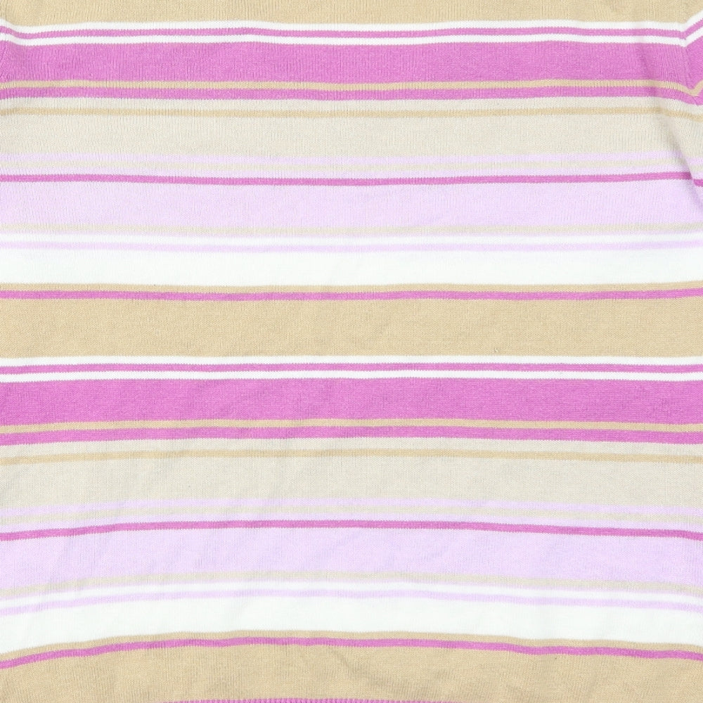 Daily Womens Pink Striped  Pullover Jumper Size L