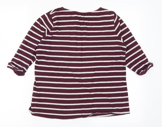 New Look Womens Purple Striped  Basic T-Shirt Size 6