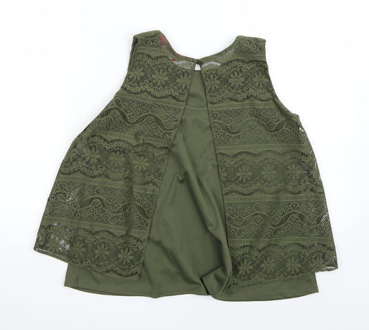 Young Dimension Girls Green  Rayon Basic T-Shirt Size 13 Years