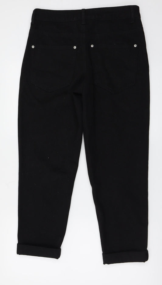 PRETTYLITTLETHING Womens Black   Straight Jeans Size 10 L25 in