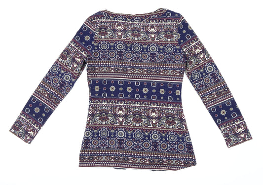 Apricot Womens Blue Floral  Basic Blouse Size 12