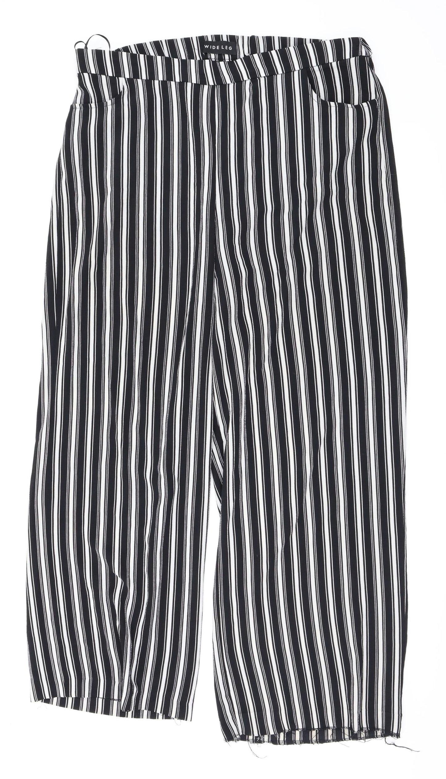 Peacocks Womens Black Striped  Trousers  Size 14 L31 in