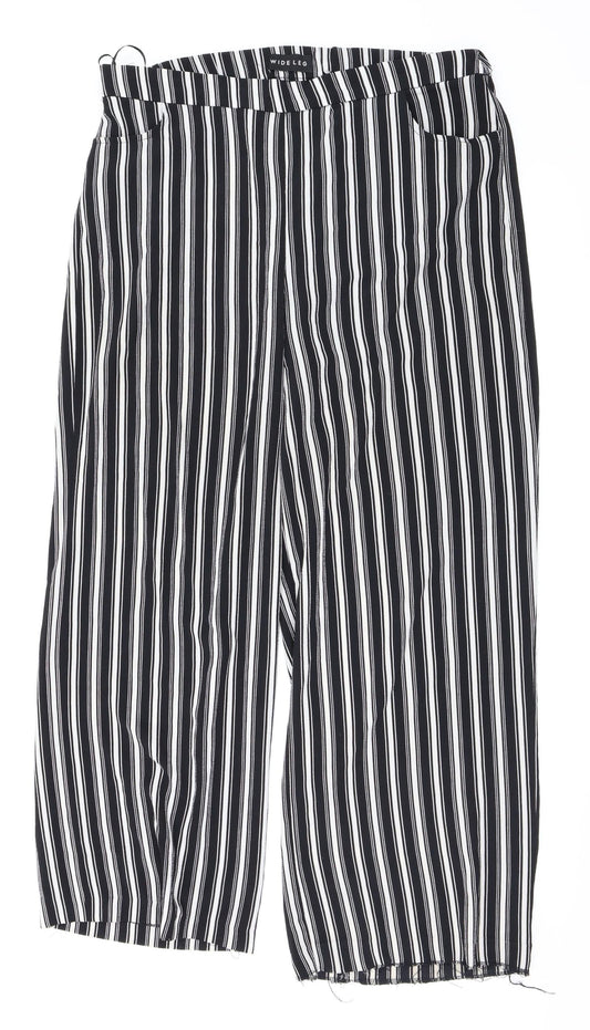 Peacocks Womens Black Striped  Trousers  Size 14 L31 in