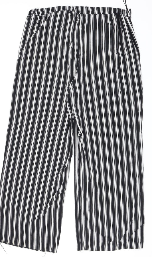 Peacocks Womens Black Striped  Trousers  Size 14 L31 in