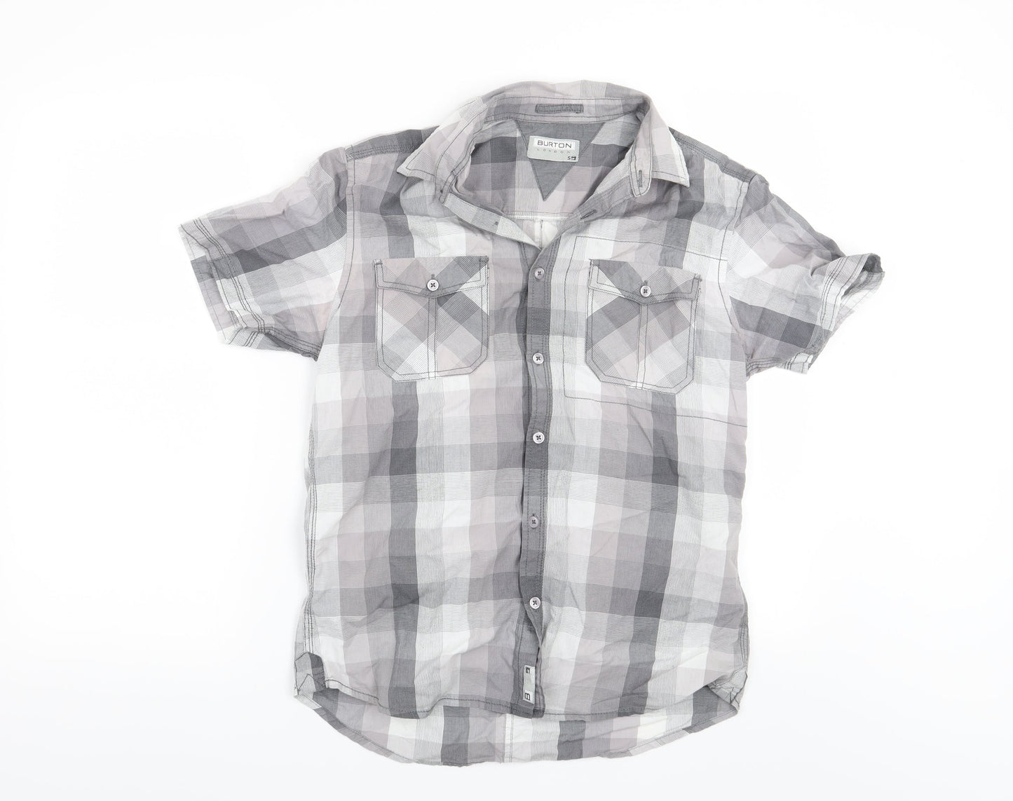 Burton Mens Grey Check   Button-Up Size S
