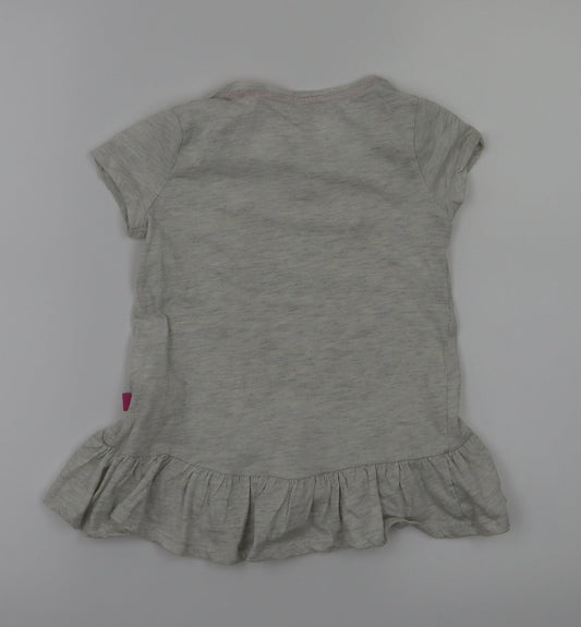 gythia rowley  Girls Grey Animal Print  Basic T-Shirt Size 5-6 Years