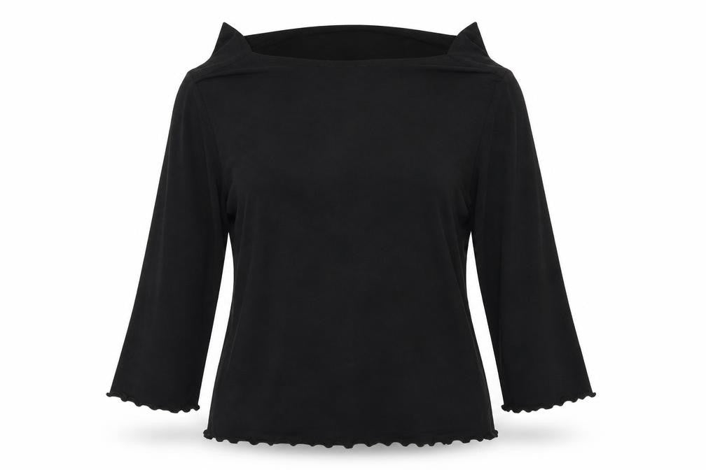 Front view of JONDEN women’s black basic t-shirt, size XL