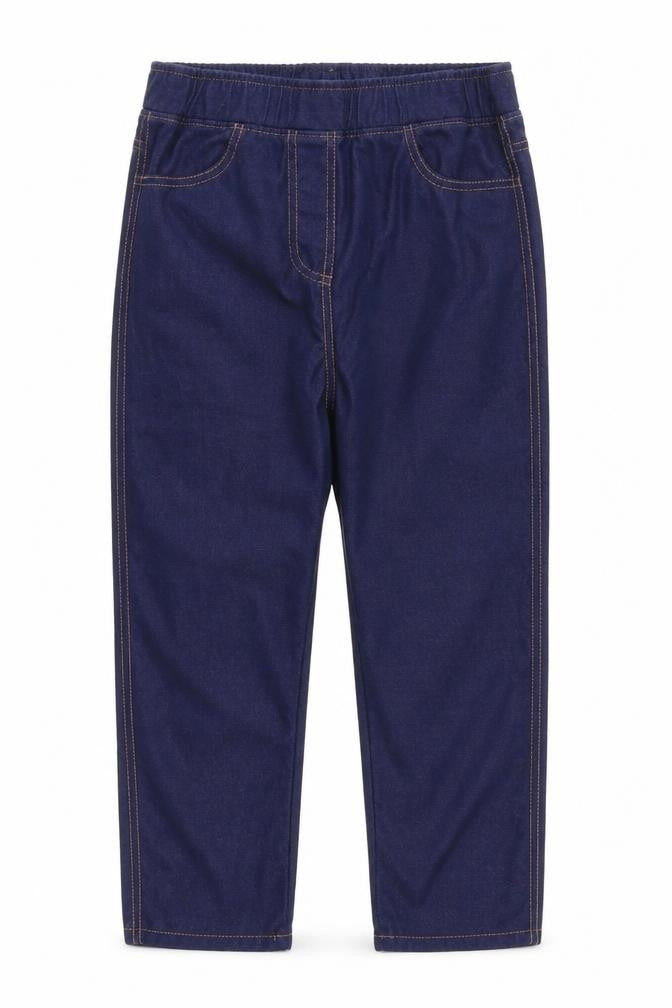Front view of Papaya girls’ blue ikat jegging trousers, size 10-11, years