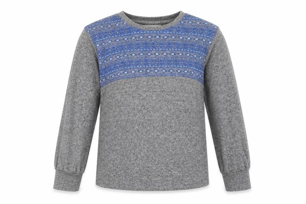 Front view of Matalan boys’ grey geometric basic t-shirt, size 6-7, years