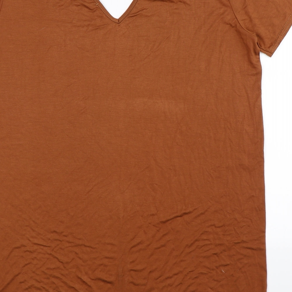 PRETTYLITTLETHING Womens Brown   Basic T-Shirt Size 10  - Oversized