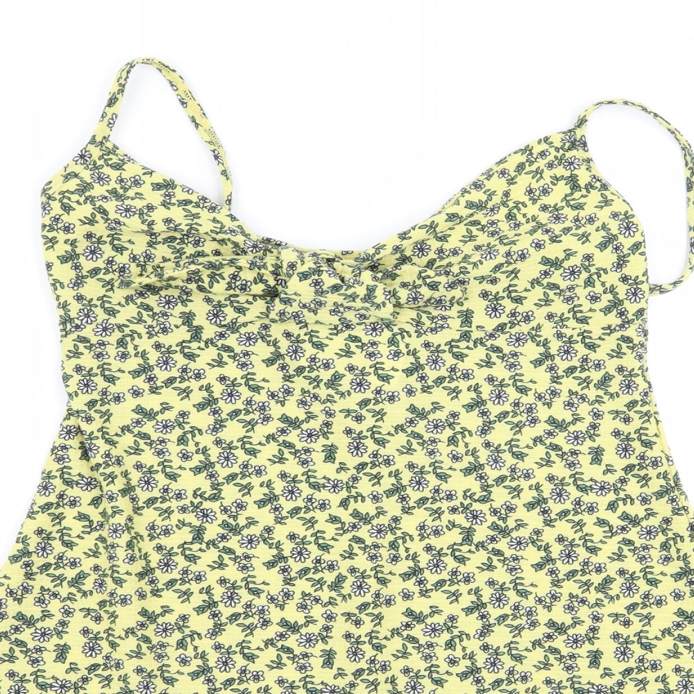 Topshop Womens Yellow Floral  Basic Blouse Size 4