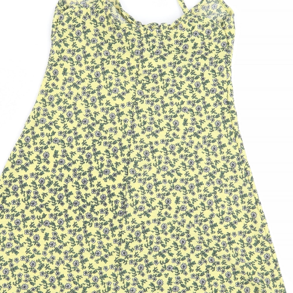 Topshop Womens Yellow Floral  Basic Blouse Size 4