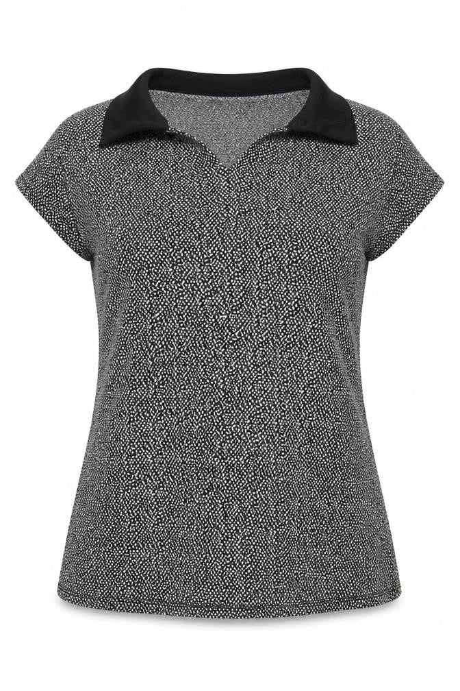 Front view of Dorothy Perkins women’s black ringer blouse, size UK 14