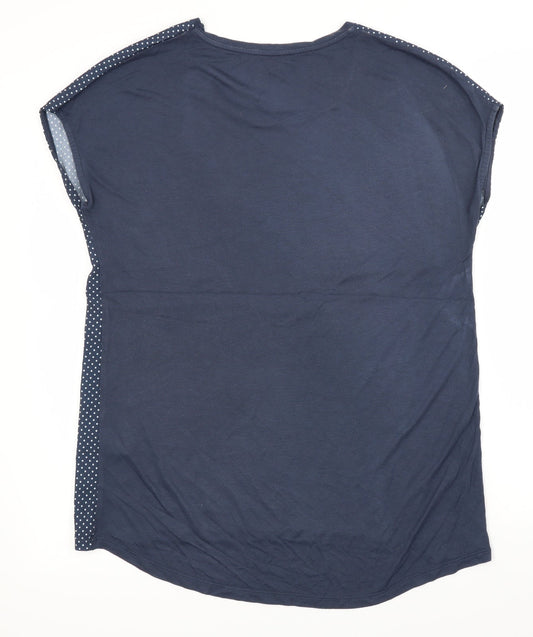 Montego Womens Blue Polka Dot  Basic Blouse Size M