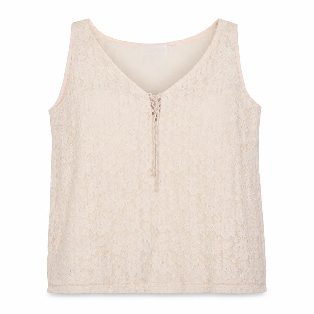 Front view of Together women’s pink floral lace basic blouse, size UK 18