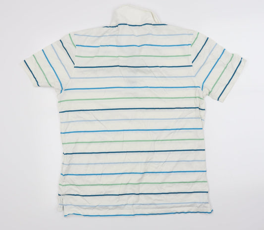 Ungaro Mens White Striped   Polo Size M