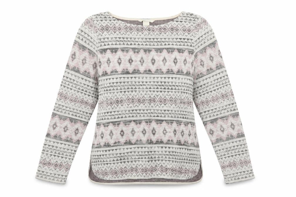 Front view of H&M women’s multicoloured argyle/diamond jumper, size M