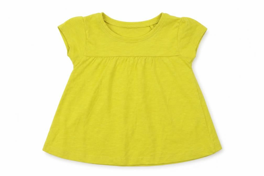 Front view of Next girls’ yellow t-shirt dress, size 9-12, months