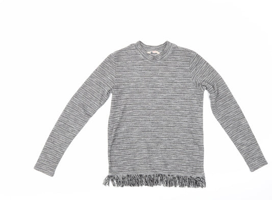 H&M Girls Grey Striped  Pullover Jumper Size 14 Years