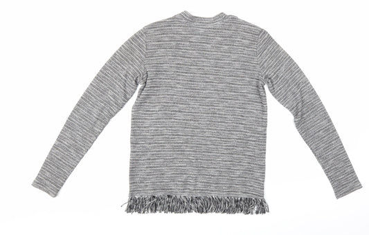 H&M Girls Grey Striped  Pullover Jumper Size 14 Years