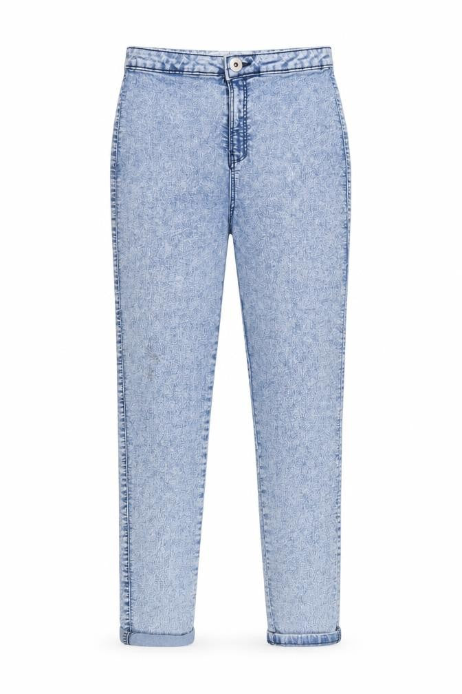 Front view of Denim & Co. girls’ blue denim straight jeans, size 12-13, years
