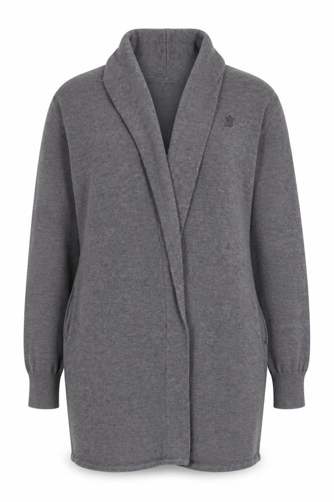 Front view of Soul Star women’s grey cardigan jumper, size L