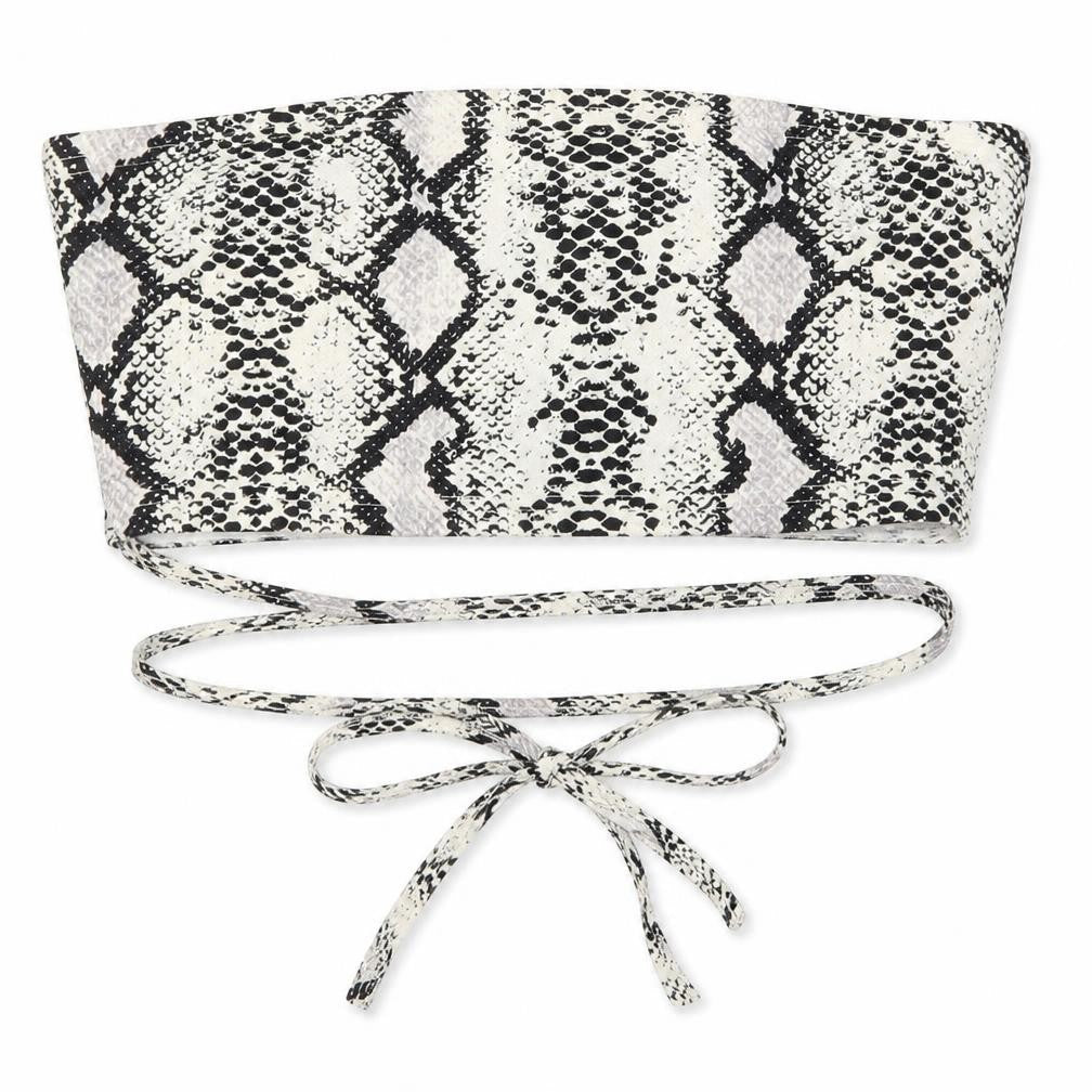 Front view of Zaful women’s white animal print cropped tank, size S