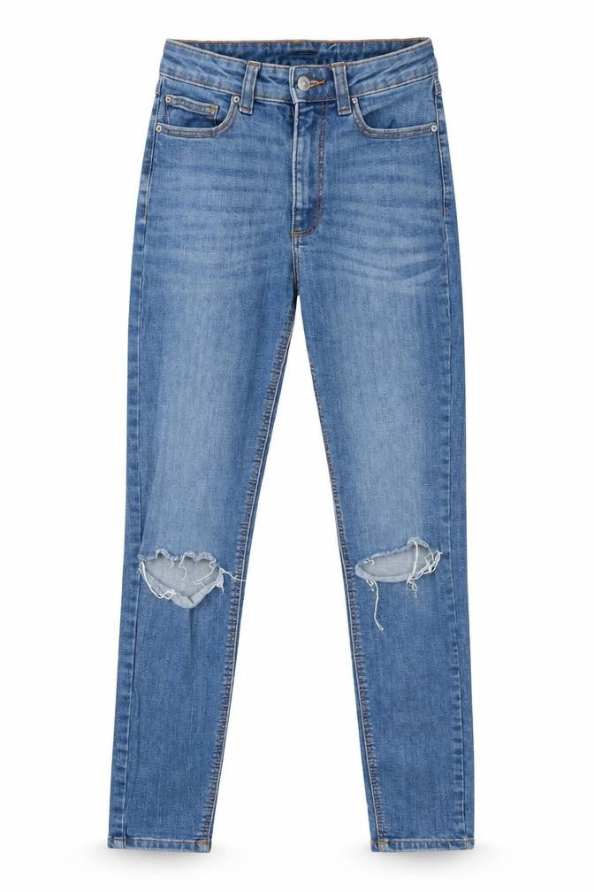 Front view of Denim Co women’s blue skinny jeans, size UK 8, 25-inch leg