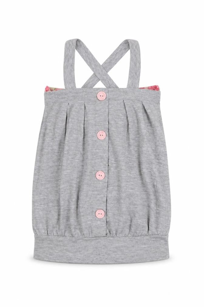 Front view of Girl 2 Girl girls’ grey basic tank, size 3-4, years