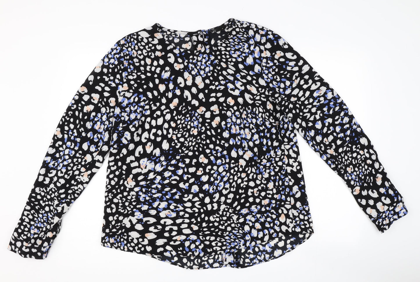 New Look Womens Black Animal Print  Basic Button-Up Size 16