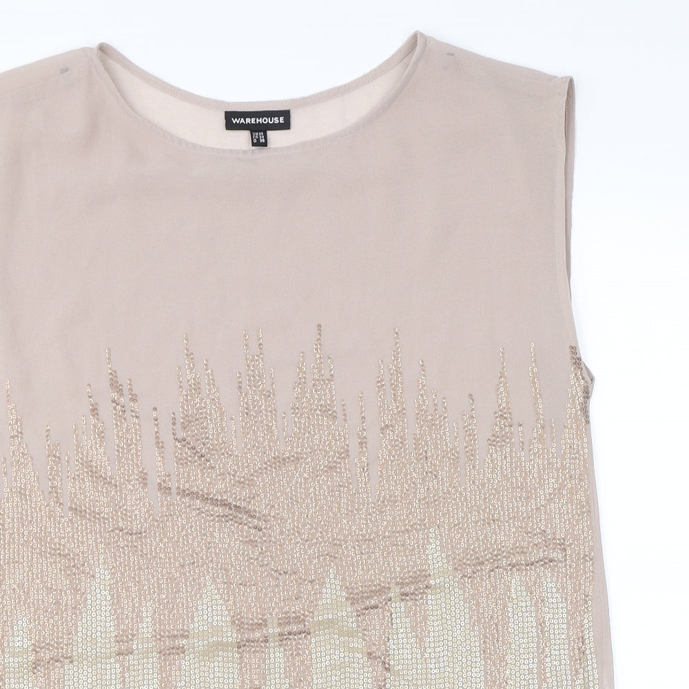 Warehouse Womens Green Striped  Basic Tank Size 10