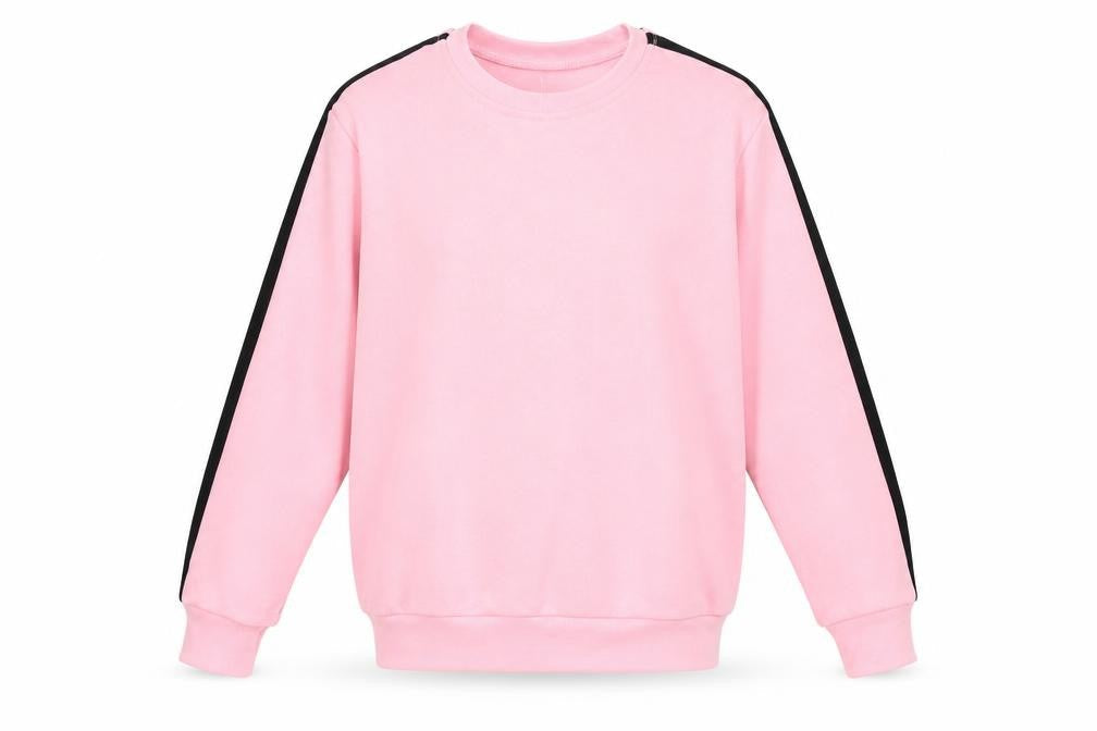 Front view of BDM girls’ pink pullover sweatshirt, size M