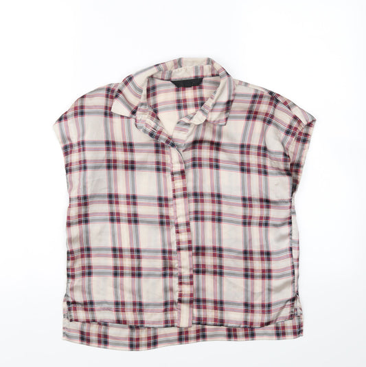 Topshop Womens Multicoloured Check  Basic Button-Up Size 6