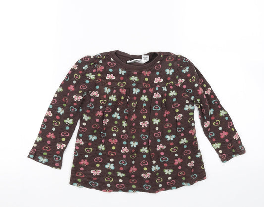 Jumping Beans Girls Brown Animal Print  Pullover T-Shirt Size 3 Years