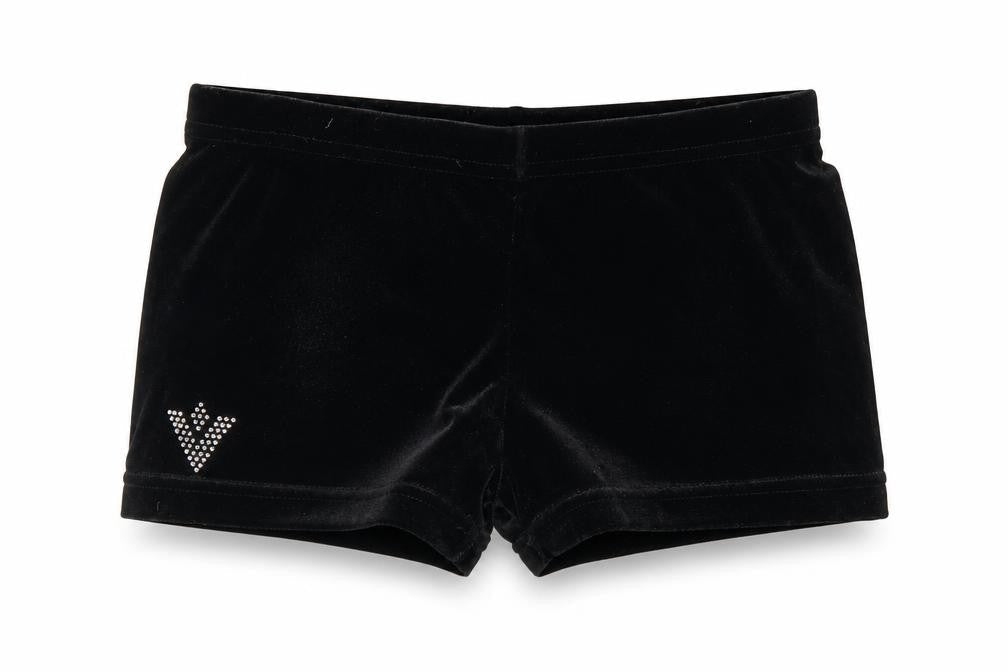 Front view of Preworn girls’ black sweat shorts, size 9-10, years