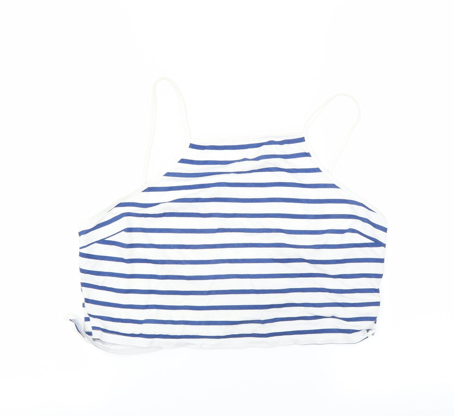 ASOS Womens White Striped  Cropped T-Shirt Size 10