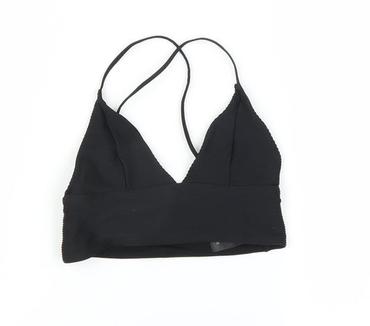 H&M Womens Black   Cropped T-Shirt Size 6