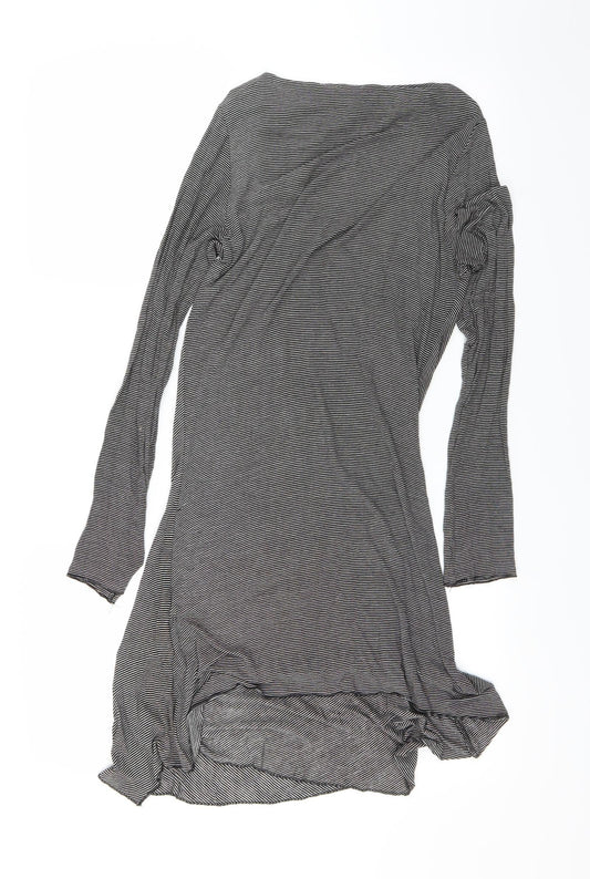 DUNNIES Womens Black Striped  Cardigan Jumper Size L