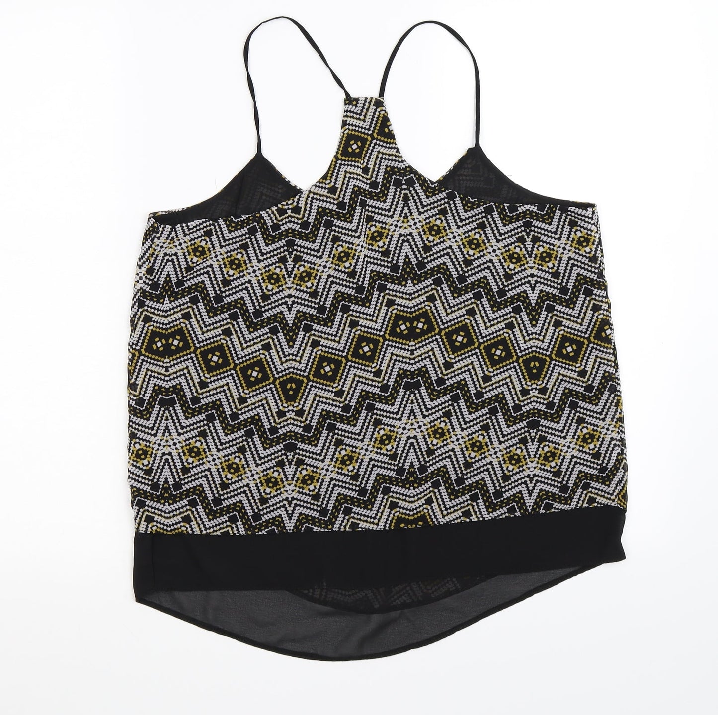 New Look Womens Black Geometric Chiffon Basic Tank Size 12